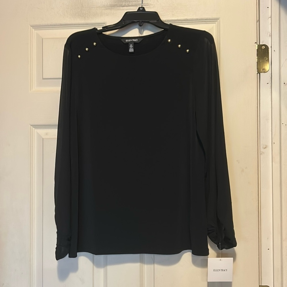 Ellen Tracy Blouse Size Medium Black